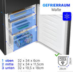 Kühlschrank mit Gefrierfach 175L KG 320.2 143cm 39dB freistehend 3 Ablagen 3 Gefrierschubladen Türanschlag wechselbar