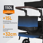 Faltbarer Bollerwagen mit Dach SS5050 110L PU Räder mit Bremsen 100kg Traglast Schiebegriff Kinder Transportwagen