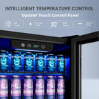 Getränkekühlschrank JC-90VEL-F 90L für 126 Dosen mit Glastür digitaler Temperaturregelung 4 verstellbaren Ablagen Silber