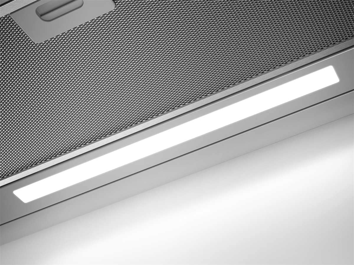 DPE5660M Flachschirmhaube 60 cm 660 m³/h 4 Stufen LED Abluft Umluft 69 dB Metall
