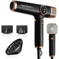 Haartrockner 1700W mit 110000 RPM bürstenlosem Motor LED-Display 200 Mio. Ionen 3 Magnetdüsen Schwarz Gold