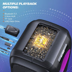 Bluetooth Party-Lautsprecher T9 Pro 270W mit Bluetooth 5.3 2 x 6,5 Zoll Woofern Mikrofon- und Gitarreneingang USB TF AUX Wechselakku