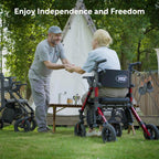 2-in-1 Rollator und Transportstuhl V-RL-Z51-E-BK faltbar aus Aluminium mit Sitz und Outdoor-Reifen bis 136 kg