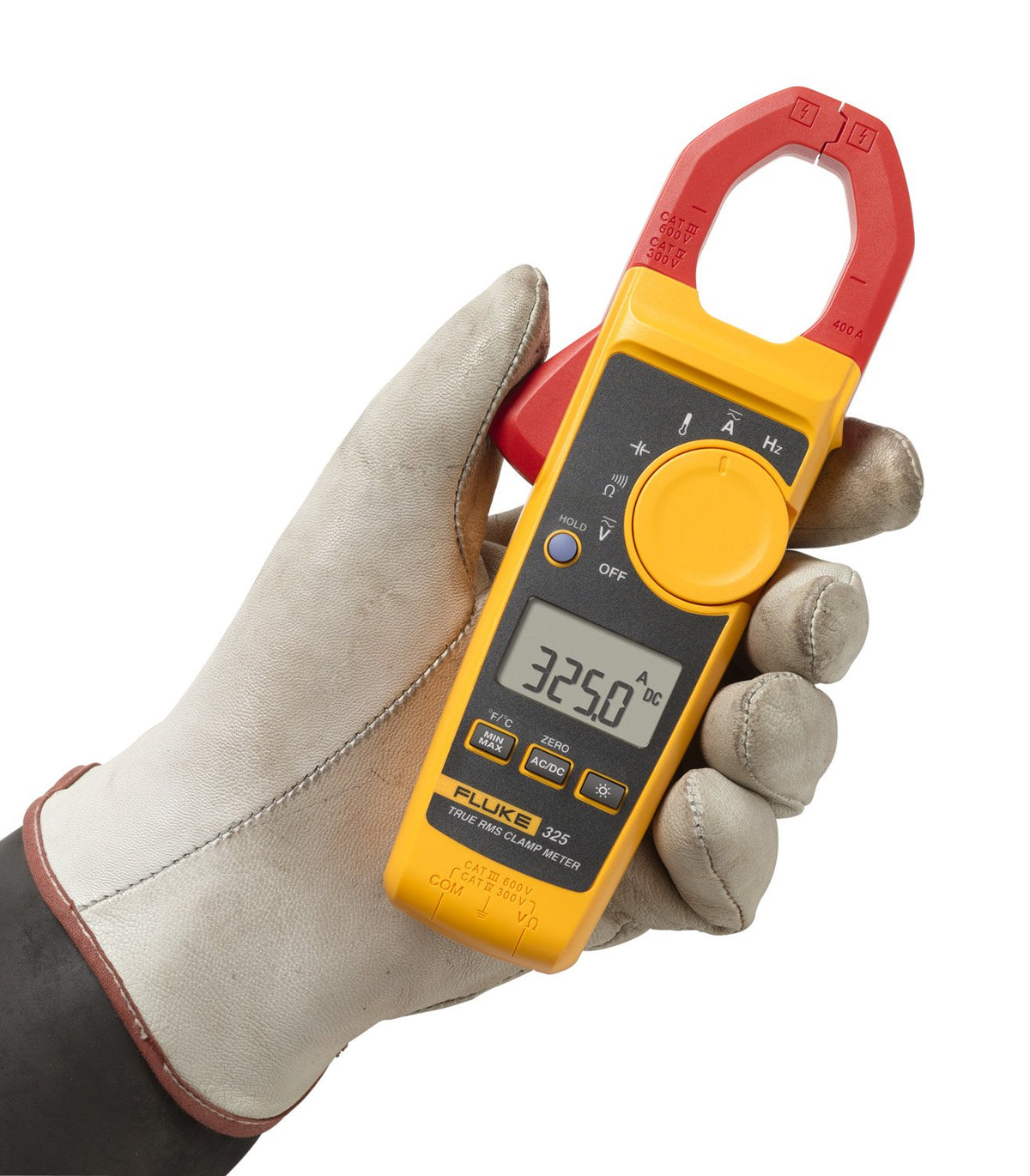 Echteffektiv-Strommesszange 325 AC/DC Messgerät bis 400 A und 600 V mit Temperaturmessung