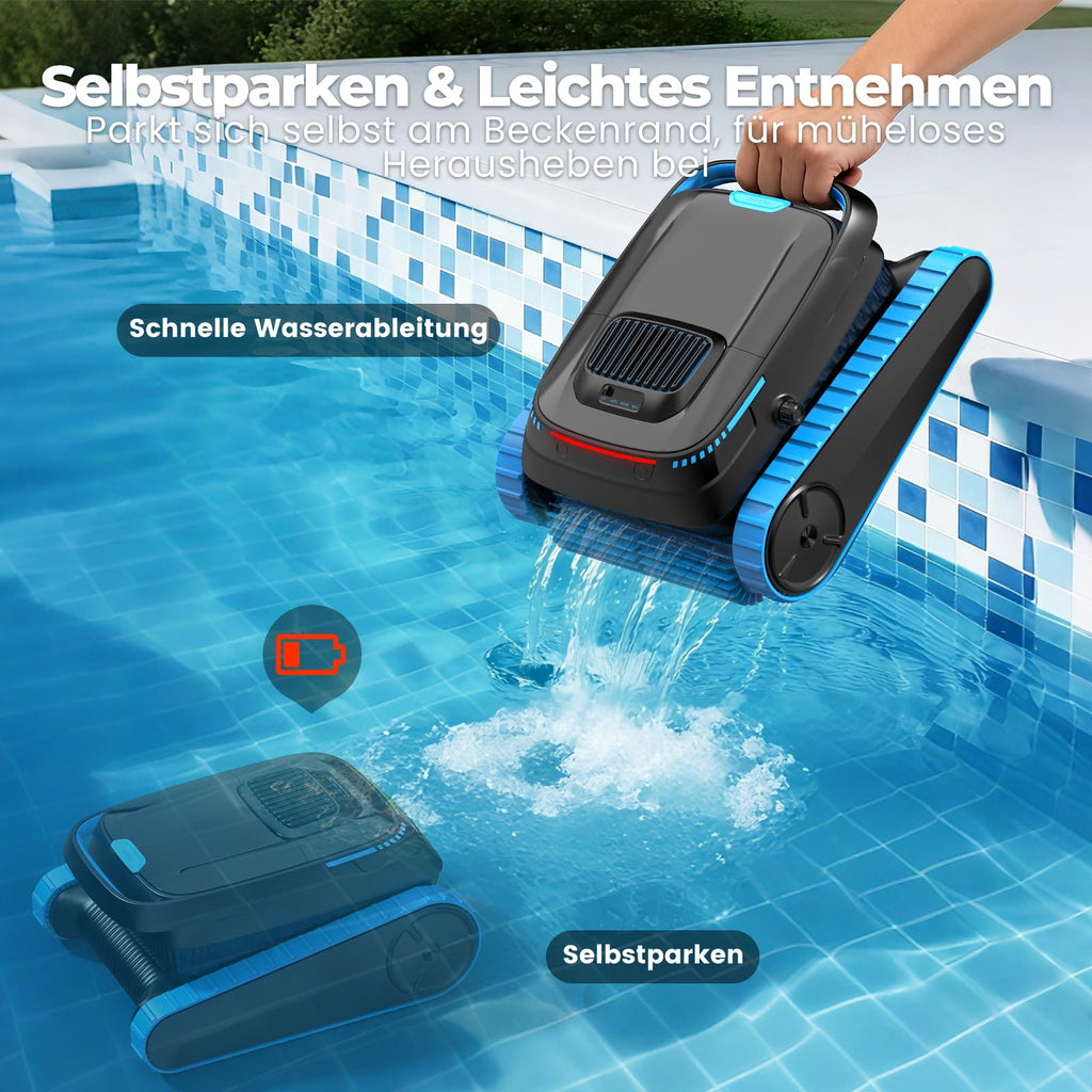 Poolroboter PC20 für Boden Wand und Wasserlinie 18.927 l/h App-Steuerung 5.200 mAh Akku 4 l Filterkorb für Pools bis 170 m²