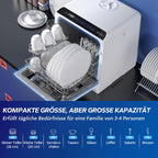 Tischgeschirrspüler AE-TDQR03 kompakt 5L Wassertank 6 Programme LED Display Touch Steuerung