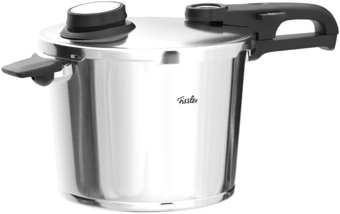 Schnellkochtopf Vitavit 6 L Ø 22 cm aus Edelstahl für Induktion mit 4 Garstufen Dampfgarfunktion und Einsatz