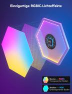 LED Hexagon Panel 10er Set RGBIC Wandleuchte Gaming Beleuchtung 36W WLAN App Alexa Google Assistant Musik Sync