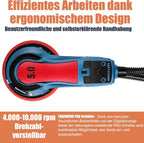 Exzenterschleifer 150 mm 350 W 5 mm Hub 7-stufige Drehzahlregelung bürstenlos mit Koffer und Zubehör Schleifmaschine