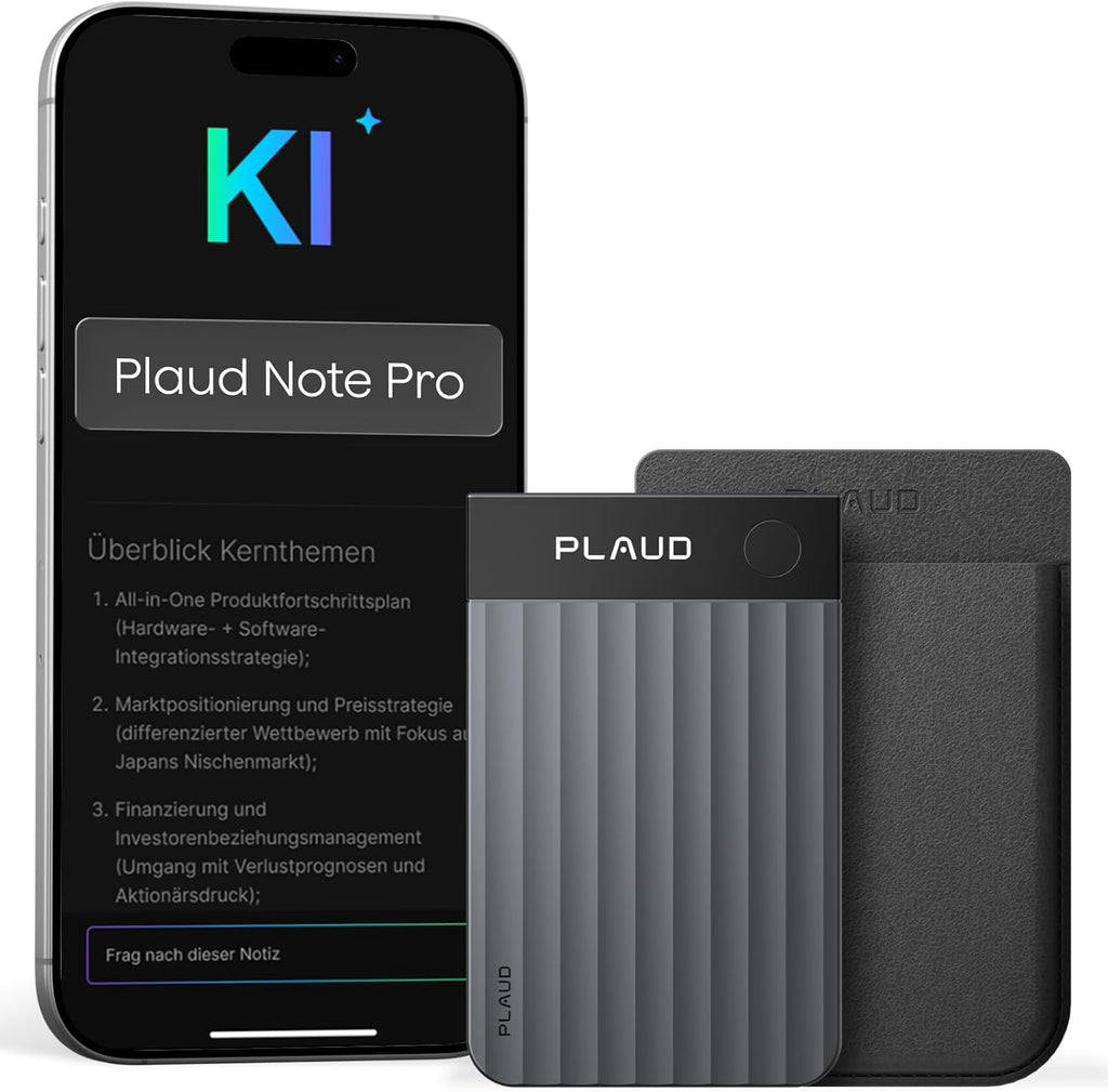KI Diktiergerät Note Pro Sprachrekorder mit Transkription und Zusammenfassung 64GB Bluetooth 50h Aufnahmezeit
