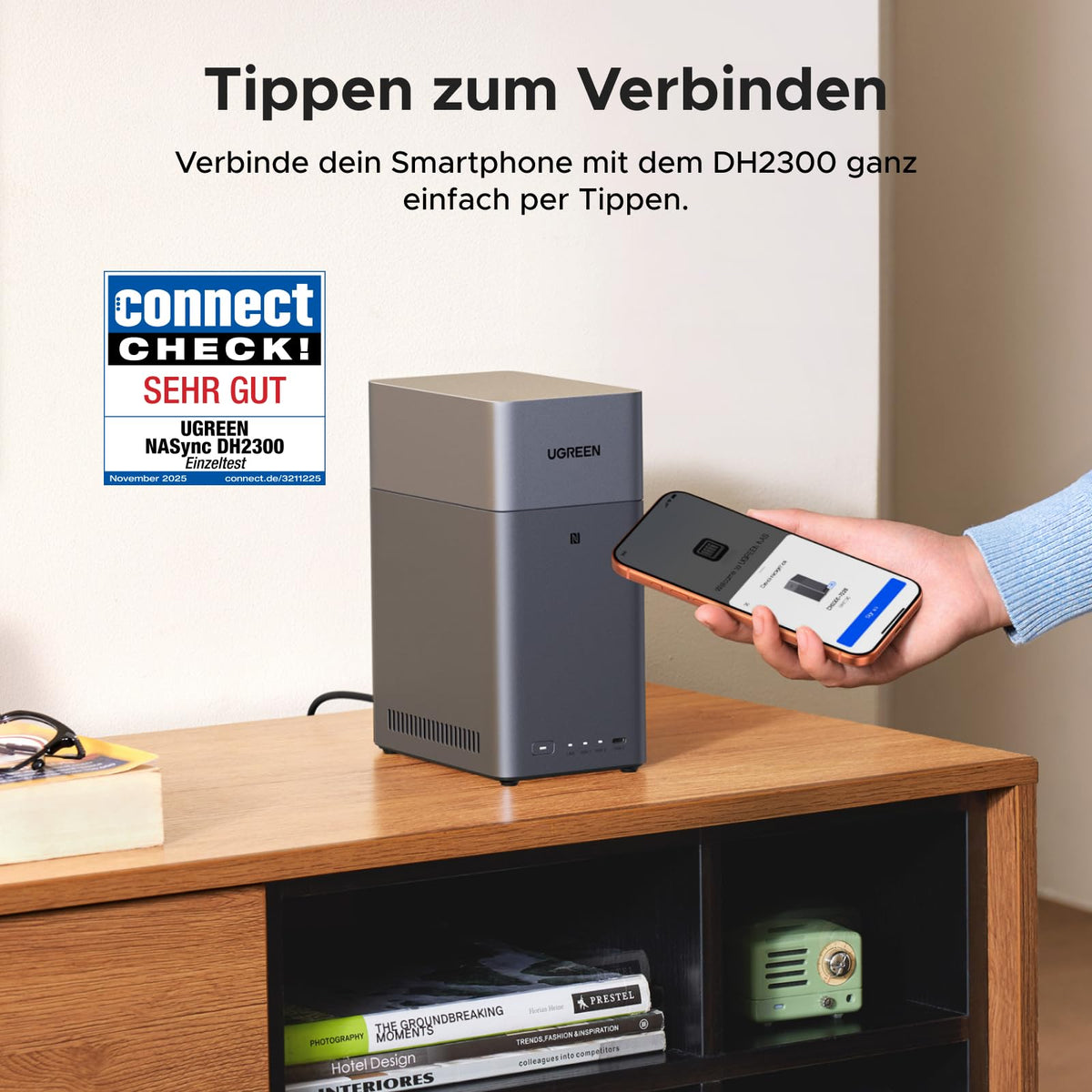 2-Bay NAS DH2300 8-Core RK3576 4GB LPDDR4X 1GbE 4K HDMI NFC KI-Fotoalbum ohne HDD für Smartphone-Backups und Dateifreigabe