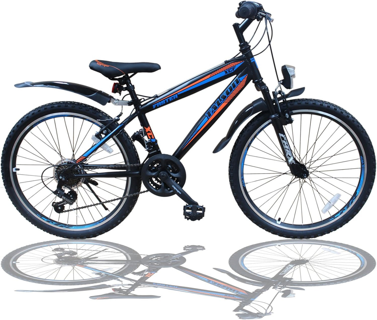 24 Zoll Mountainbike 21 Gang Gabelfederung mit Beleuchtung Jugendfahrrad Aluminium Rahmen
