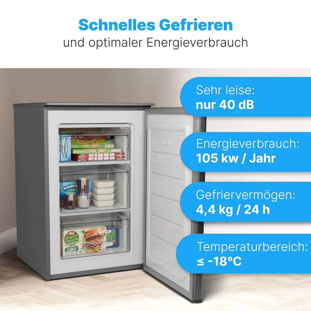 Gefrierschrank GS 7253 87 L 3 Gefrierschubladen 4-Sterne-Gefrierfach bis -18 °C wechselbarer Türanschlag