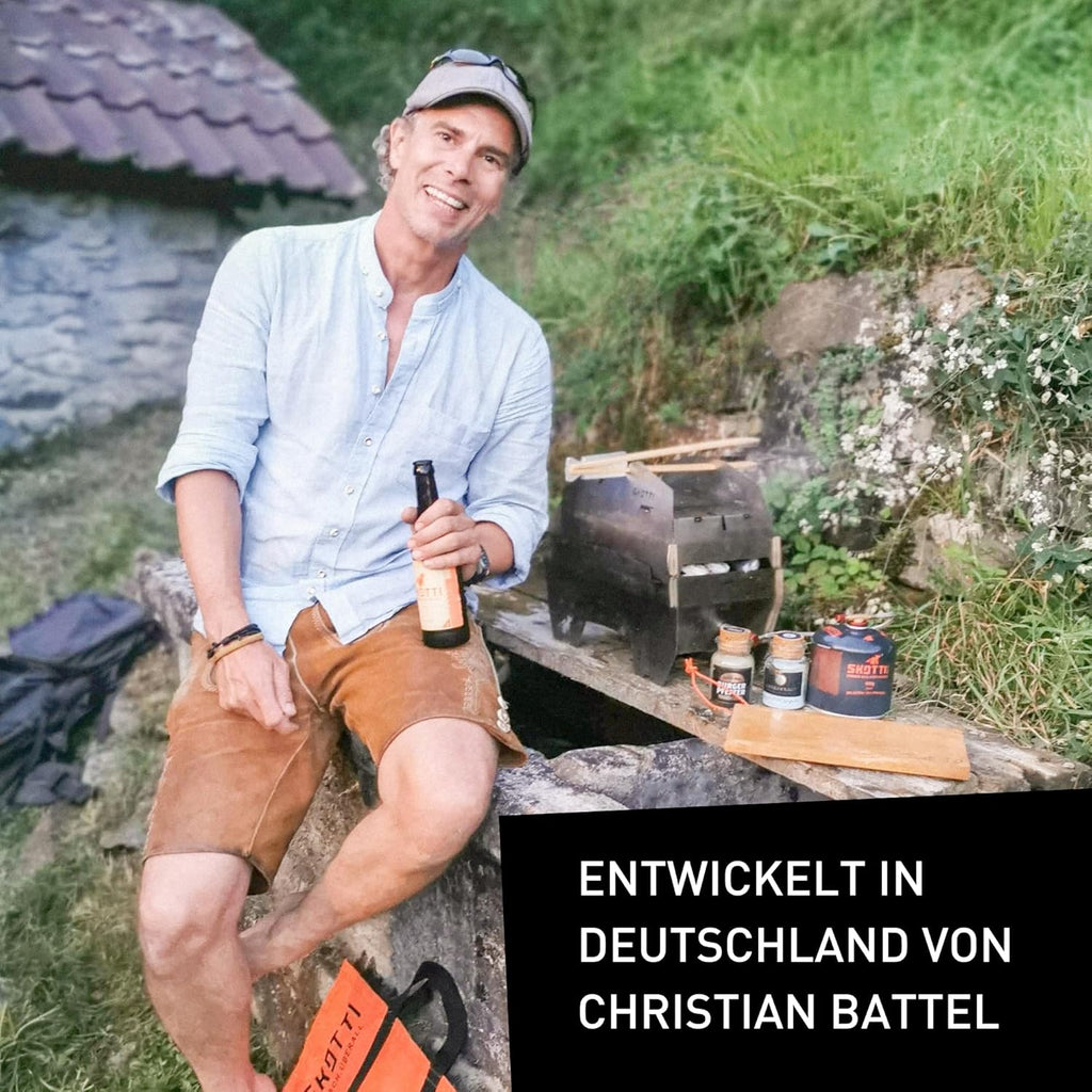Faltbarer Camping Gasgrill 2.0 aus Edelstahl für Gaskartuschen mit Tragetasche 3,3 kg