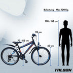 24 Zoll Mountainbike 21 Gang Gabelfederung mit Beleuchtung Jugendfahrrad Aluminium Rahmen