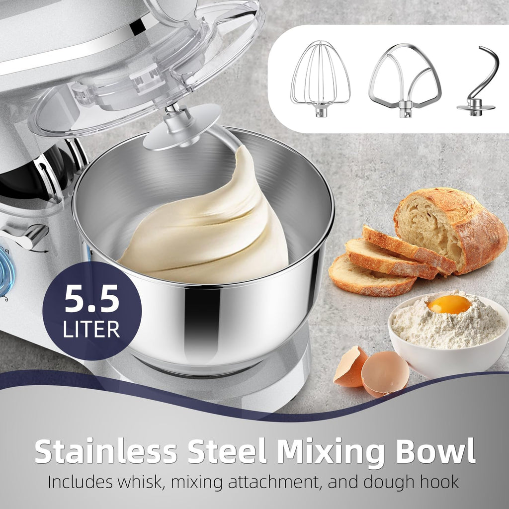 3 in 1 Küchenmaschine 2000W 5,5L Schüssel mit Fleischwolf und 1,5L Mixer 6 Geschwindigkeiten SM-1518BM