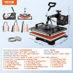 Hitzepresse Transferpresse 38x30cm 8-in-1 1250W 360 Grad Schwenkarm Digital Temperatur- und Zeitsteuerung Sublimation
