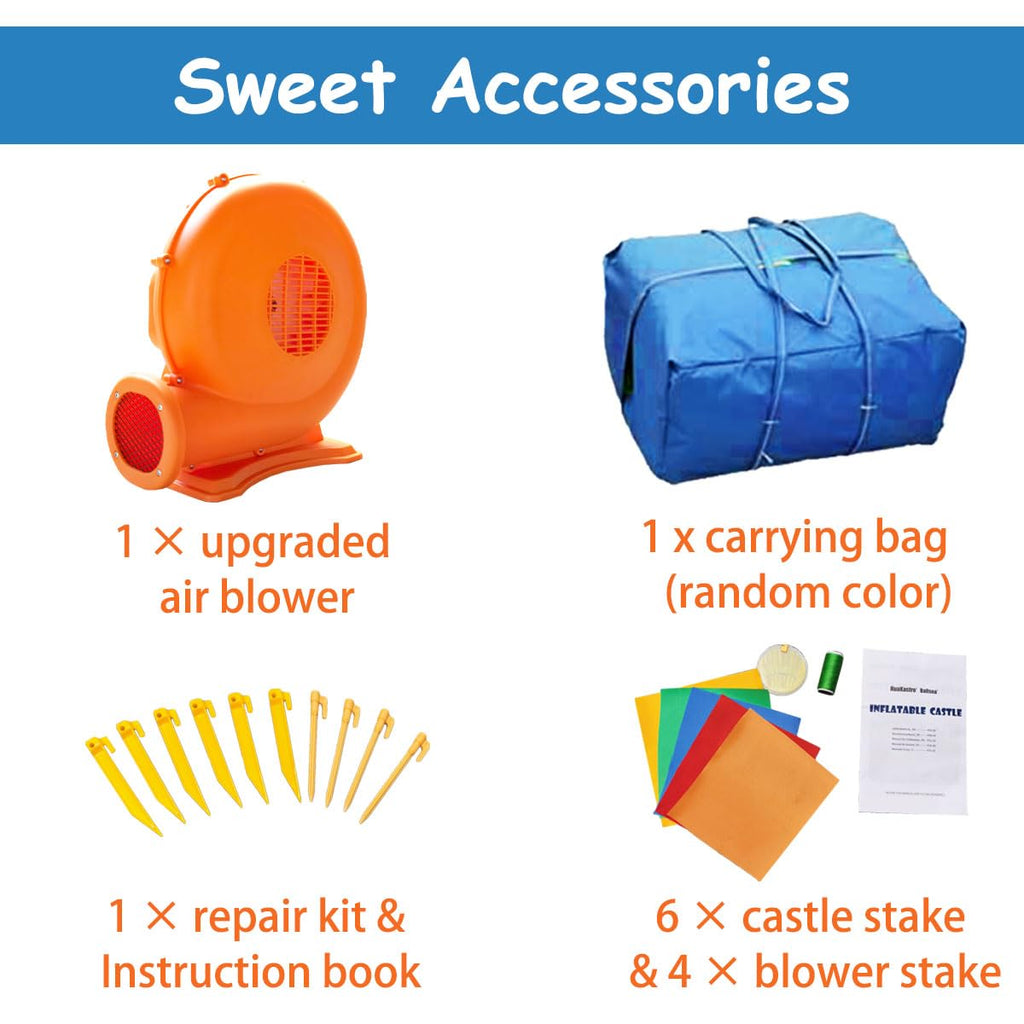 Kinder-Hüpfburg HT-M1 488 x 240 x 190 cm für 3–5 Kinder mit Rutsche Kletterbereich und Gebläse