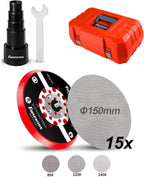 Exzenterschleifer 150 mm 350 W 5 mm Hub 7-stufige Drehzahlregelung bürstenlos mit Koffer und Zubehör Schleifmaschine