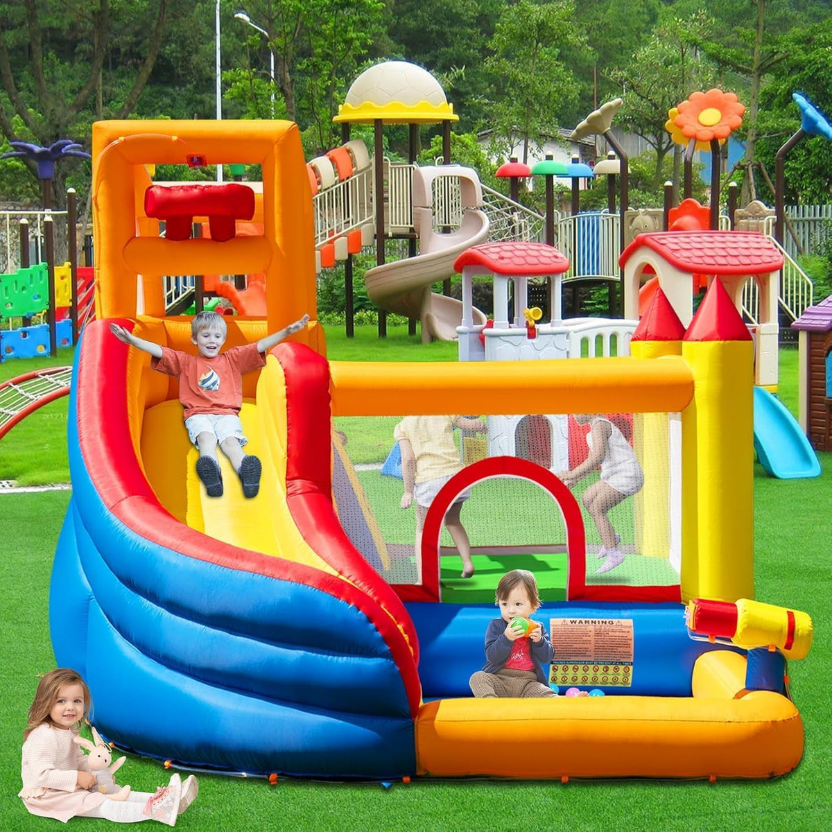 Aufblasbare Hüpfburg Wasserrutsche mit Gebläse 320x280x232 cm Kinder Outdoor Wasserpark Spielplatz