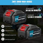 Akku Rasentrimmer Freischneider 4 in 1 21V mit 2 Akkus 12000 U/min 8 Zoll Schnittbreite verstellbarer Griff Winkel