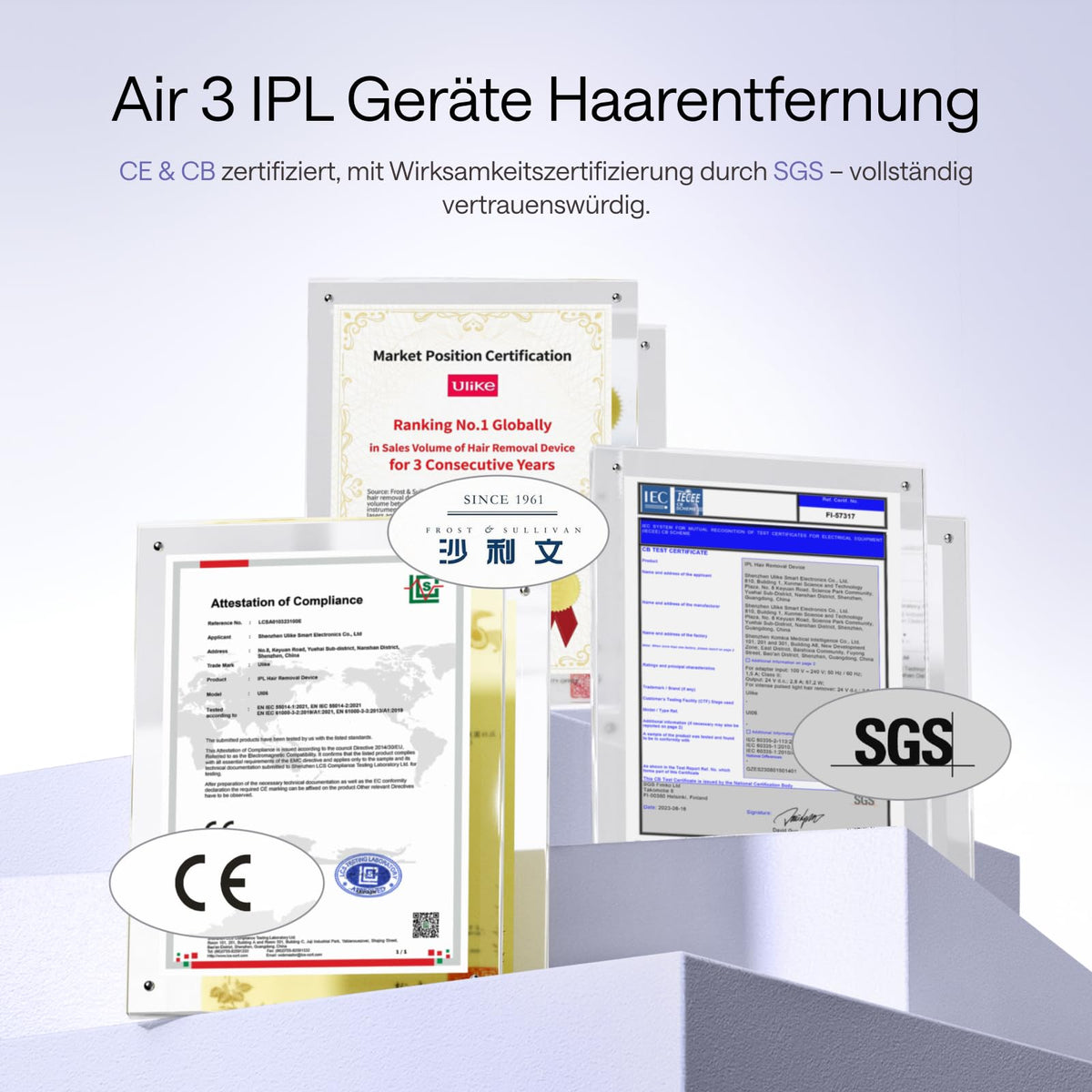 IPL Haarentfernungsgerät Air 3 Deluxe für Gesicht und Körper mit Saphir-Kühlung UV-Sterilisator und Aloe Vera Gel