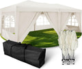 Faltpavillon 3x6 m wasserdicht UV Schutz 50+ mit 6 Seitenteilen Stahlgestell Polyester Dach Partyzelt Champagner