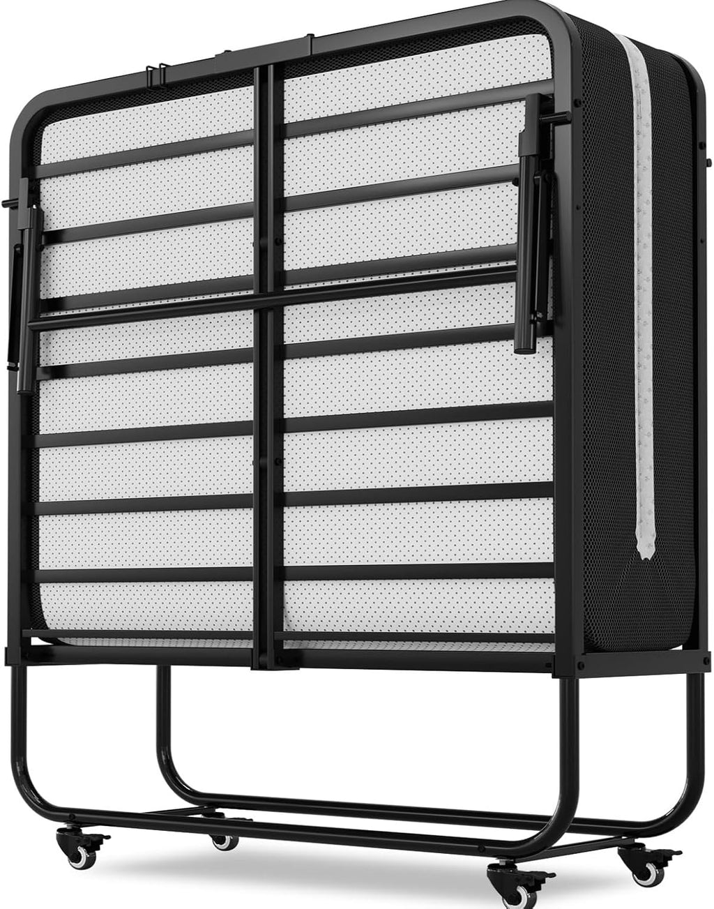 Klappbett Gästebett 90x200 cm mit 10 cm Schaumstoffmatratze Metallrahmen klappbar mit 4 Rollen bis 200 kg