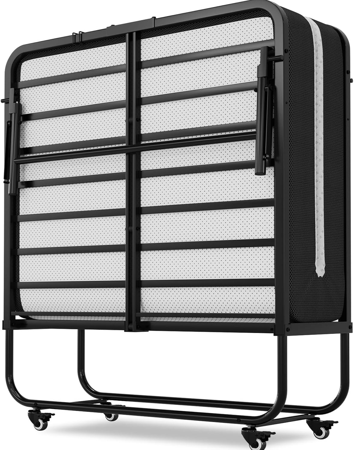 Klappbett Gästebett 90x200 cm mit 10 cm Schaumstoffmatratze Metallrahmen klappbar mit 4 Rollen bis 200 kg