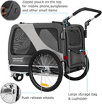 Hundefahrradanhänger 2 in 1 Jogger bis 45 kg faltbar mit 90 x 56 x 63 cm Kabine