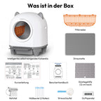 Automatische Katzentoilette 90L selbstreinigend mit App-Steuerung Sicherheitssensoren 8,5L Abfallbehälter für mehrere Katzen