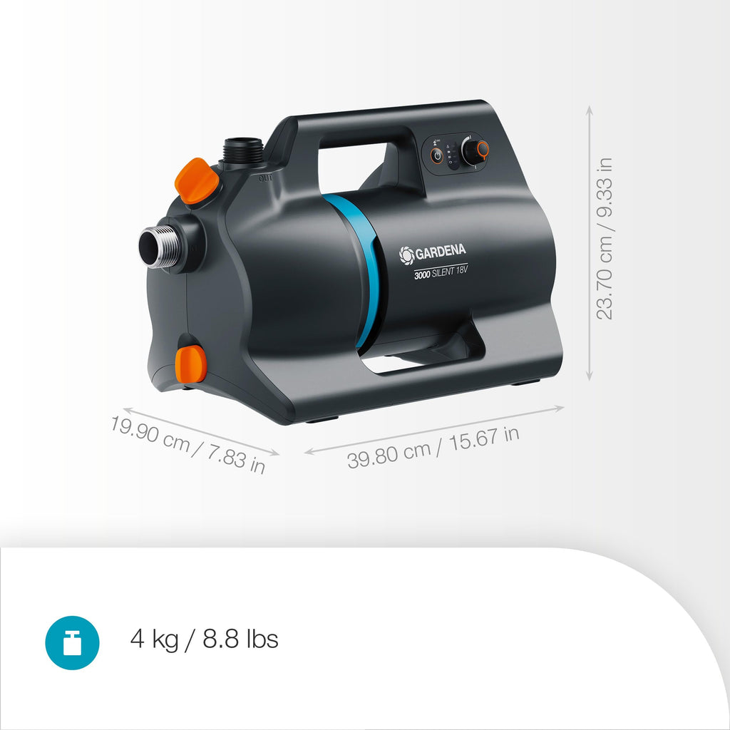 Akku-Gartenpumpe 3000 Silent 18V P4A 3000 l/h 14610-20 mit Akku und Ladegerät für Gartenbewässerung