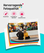 Fotodrucker 10x15 cm tragbar DHP513 Farbstoffsublimation 300 DPI WLAN USB kompatibel mit Smartphone PC inkl Fotopapier und Patrone