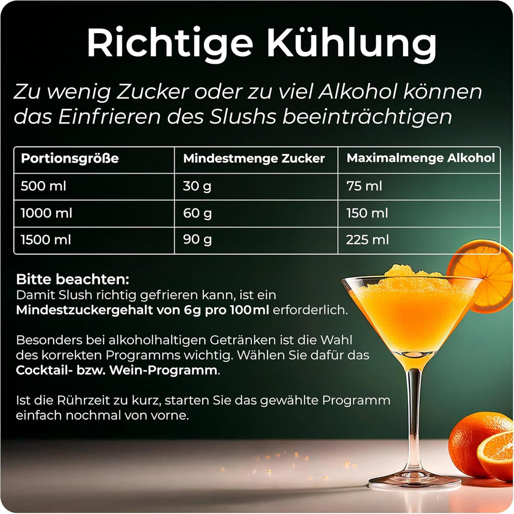 Slush Maschine 2 L mit 5 Programmen automatischer Reinigung Touch-Steuerung und Zubereitung ohne Eis