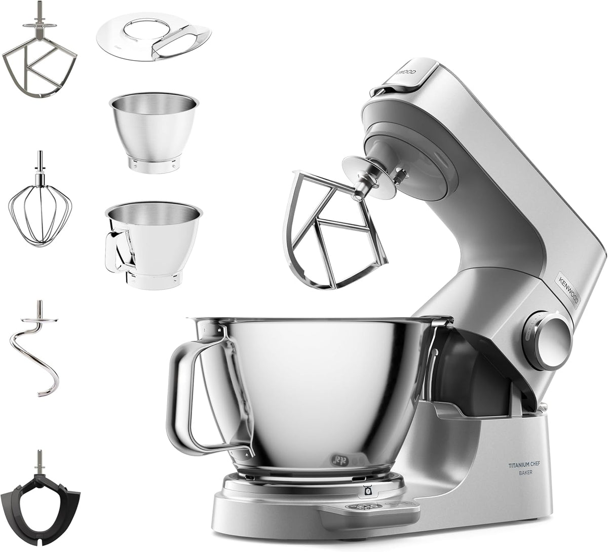 Küchenmaschine Titanium Chef Baker KVC85.004SI mit integrierter Waage 1200W 5L und 3,5L Schüsseln Patisserie-Set