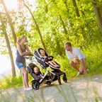Geschwisterwagen Duett 2 Tandem Kinderwagen mit Babywanne und Sportsitz 2 Sitze bis 15 kg höhenverstellbar inkl Regenschutz