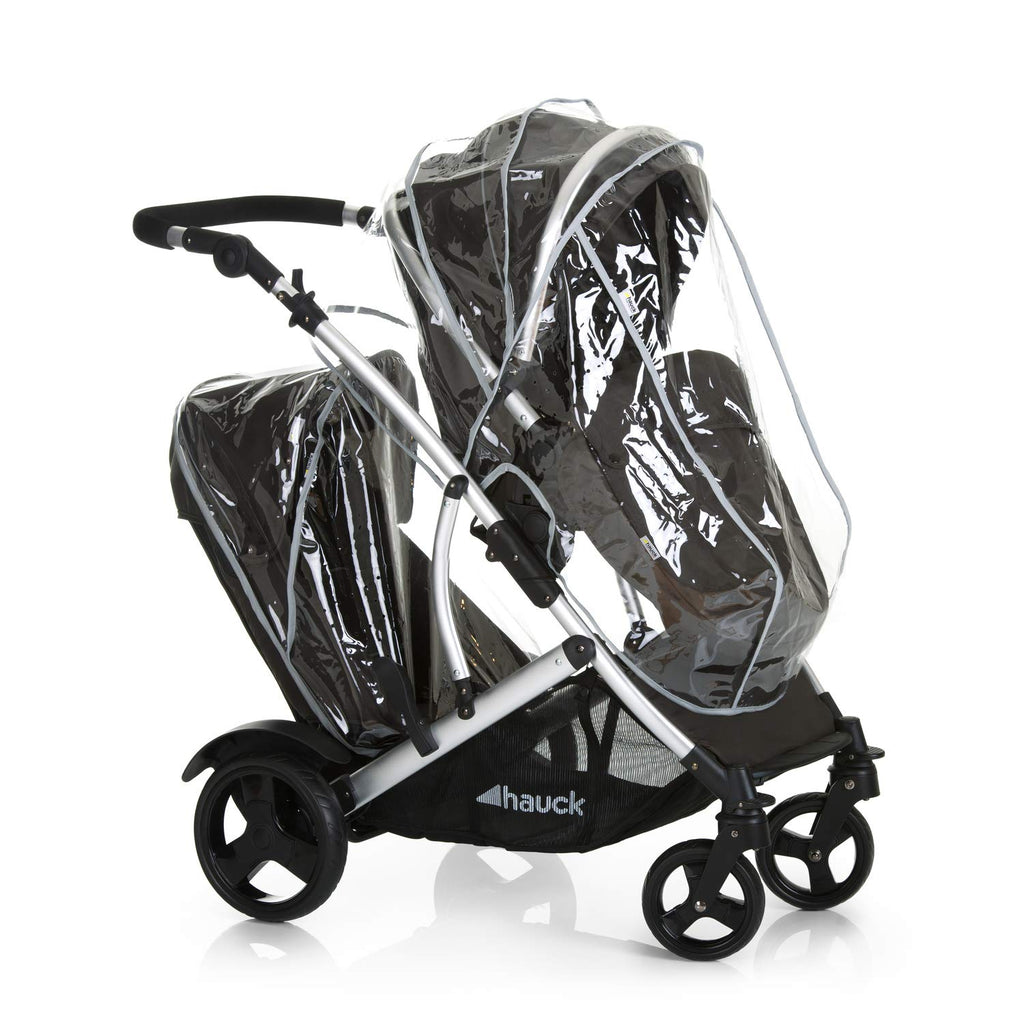 Geschwisterwagen Duett 2 Tandem Kinderwagen mit Babywanne und Sportsitz 2 Sitze bis 15 kg höhenverstellbar inkl Regenschutz