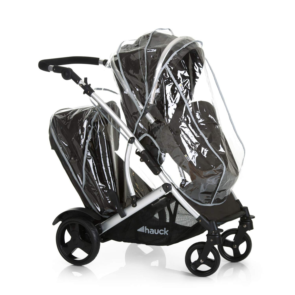 Geschwisterwagen Duett 2 Tandem Kinderwagen mit Babywanne und Sportsitz 2 Sitze bis 15 kg höhenverstellbar inkl Regenschutz