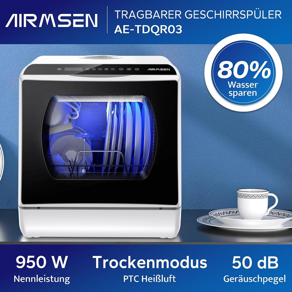 Tischgeschirrspüler AE-TDQR03 kompakt 5L Wassertank 6 Programme LED Display Touch Steuerung