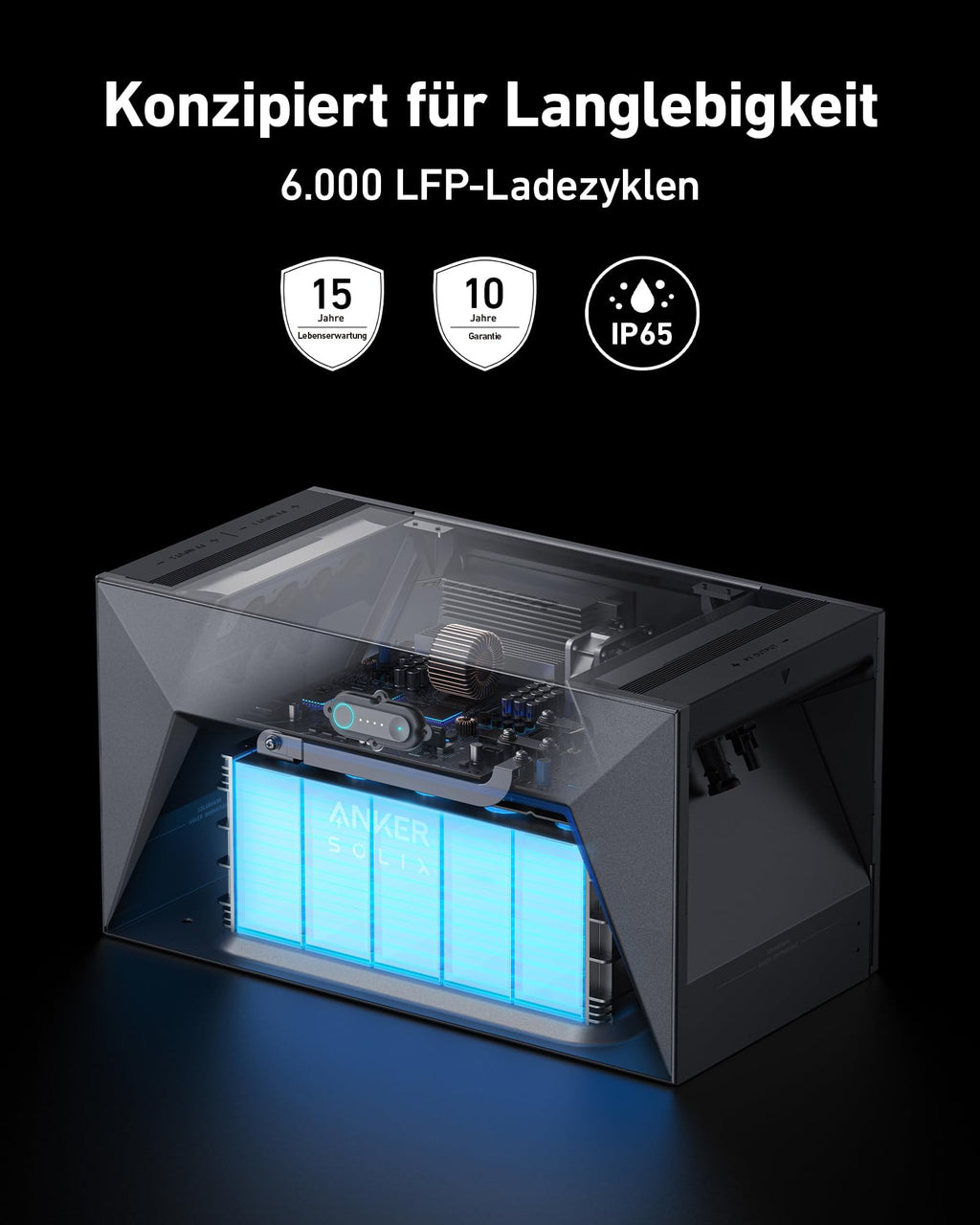 Solarstromspeicher E1600 für Balkonkraftwerk 800W 1,6kWh LFP Akku IP65 mit MC4-Kabeln und 6000 Ladezyklen