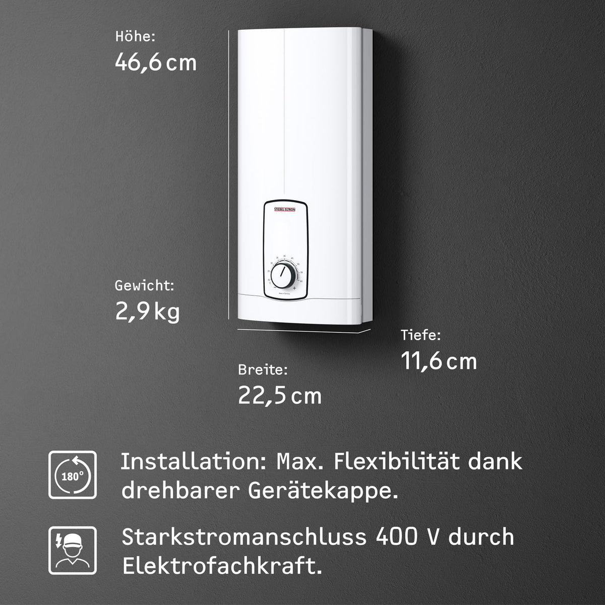 Elektronischer Durchlauferhitzer DHB 18/21/24 ST Trend 24 kW 400 V 10,7 l/min 3i Technologie 55°C