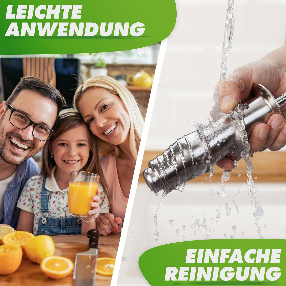Slow Juicer Entsafter GREEN-PRESS MAX Edelstahl 200 W 2 L Fassungsvermögen Horizontale Saftpresse