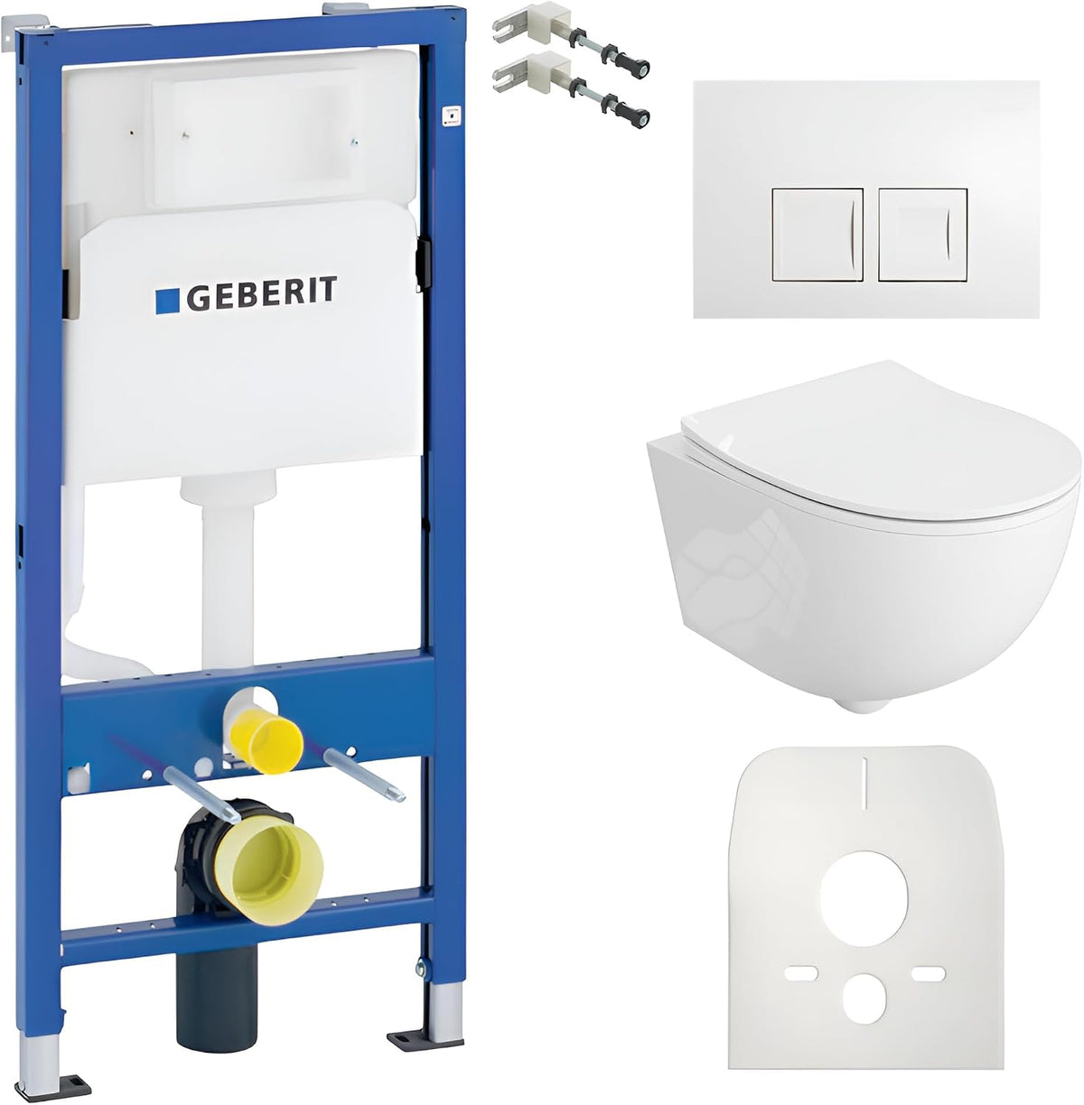 Vorwandelement WC Set DALIA Wand WC spülrandlos Tornado Spülsystem mit Soft-Close Sitz und Bedienplatte Weiß