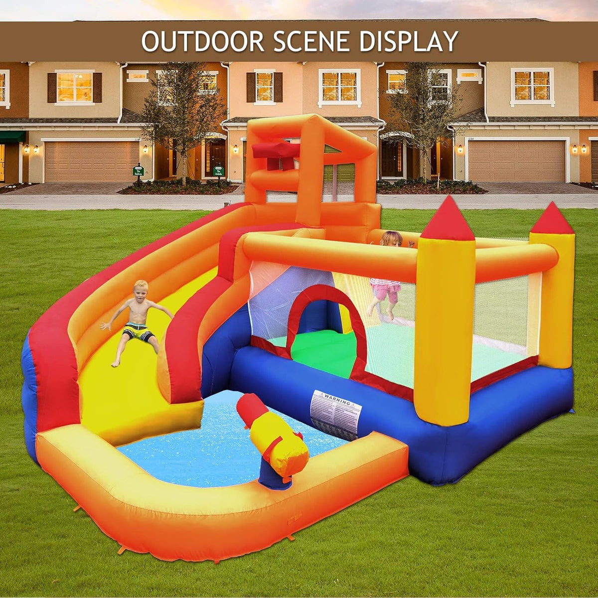 Aufblasbare Hüpfburg Wasserrutsche mit Gebläse 320x280x232 cm Kinder Outdoor Wasserpark Spielplatz