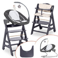 Babyhochstuhl Beta+ Newborn Set Deluxe mit Bouncer Essbrett und Sitzpolster aus Buchenholz bis 90 kg