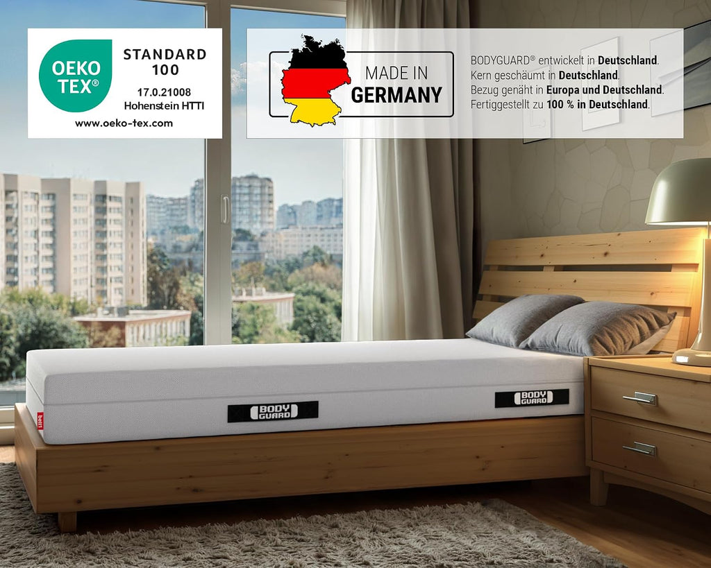 Schaumstoffmatratze 2in1 mittelfest & fester 90x200 cm QXSchaum 18,5 cm Kern ergonomische Module Bezug waschbar 60°C
