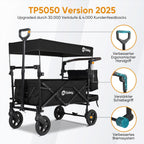 Faltbarer Bollerwagen mit Dach SS5050 110L PU Räder mit Bremsen 100kg Traglast Schiebegriff Kinder Transportwagen