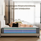 Matratze 140x200 Taschenfederkern Memory Foam 7 Zonen 25 cm H2 H3 OEKO-TEX Hybrid Kaltschaum Bettmatratze