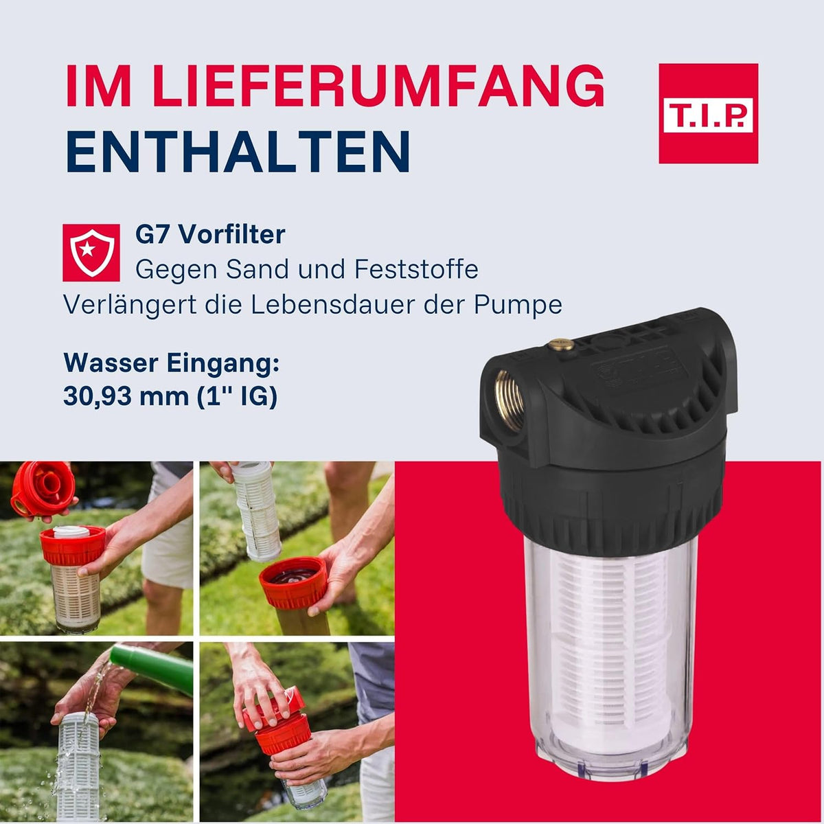 Hauswasserwerk Edelstahl Druckkessel 1300 Plus F 1200W 4350 l/h 50 m Förderhöhe Vorfilter 31155