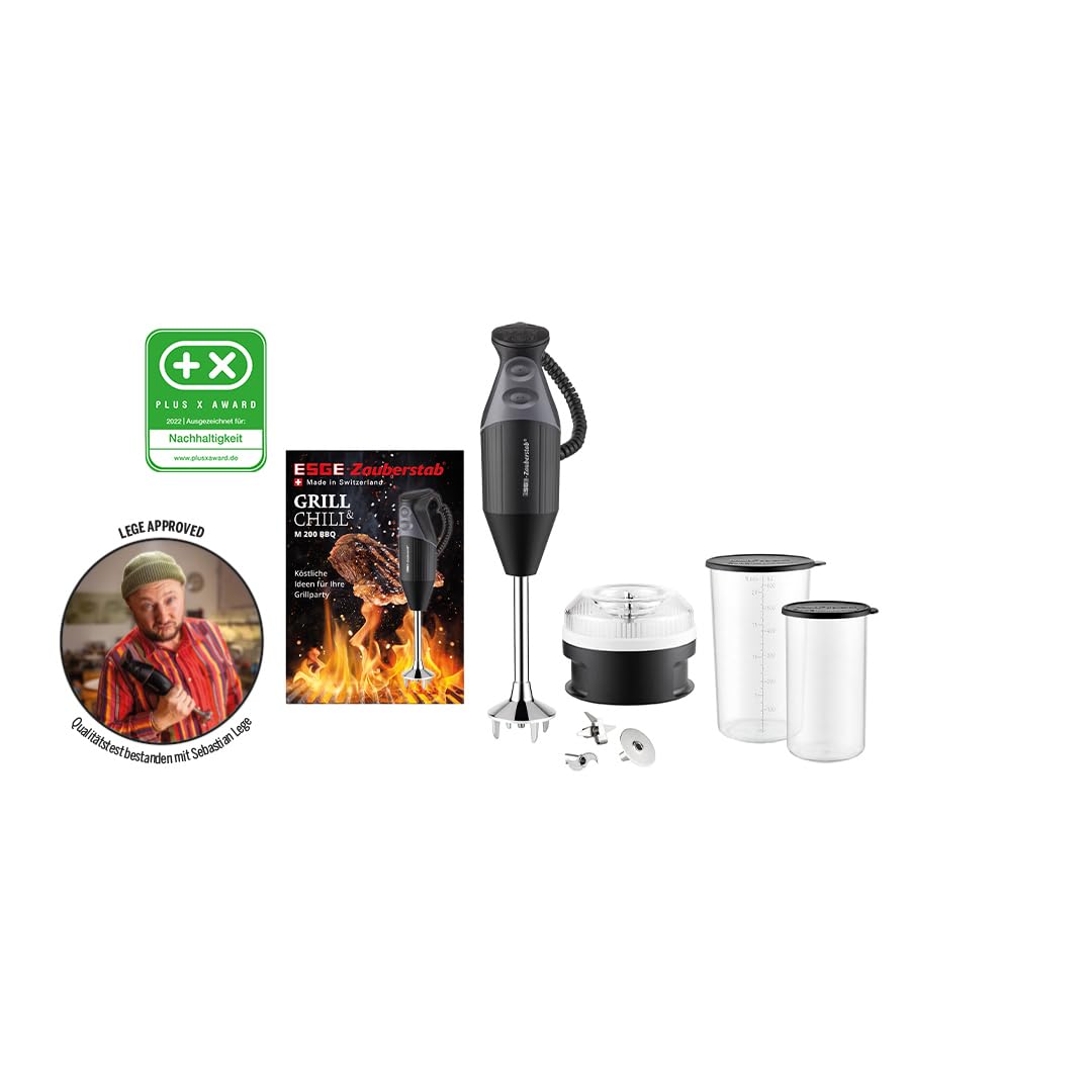Stabmixer M200 BBQ 98215 200 W 2 Geschwindigkeitsstufen mit Zerkleinerer und Zubehör Set